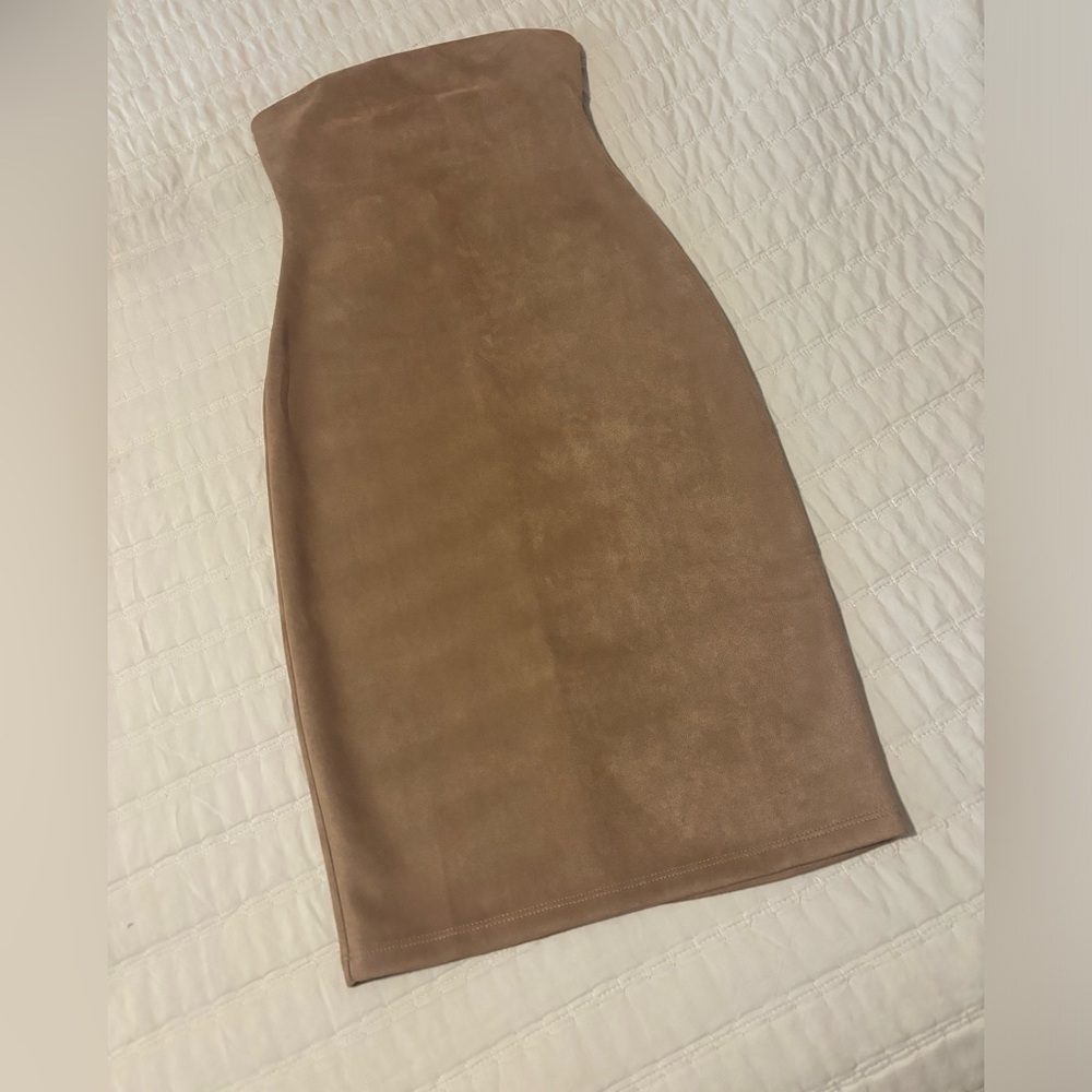 Susana Monaco Faux Suede Camel Tube Dress